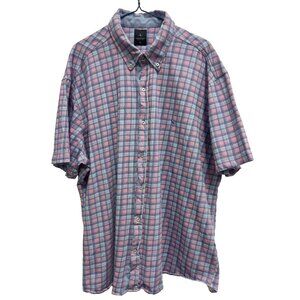 Tailorbyrd Collection Mens Shirt XXL Purple Blue Plaid Short Sleeve Button Down